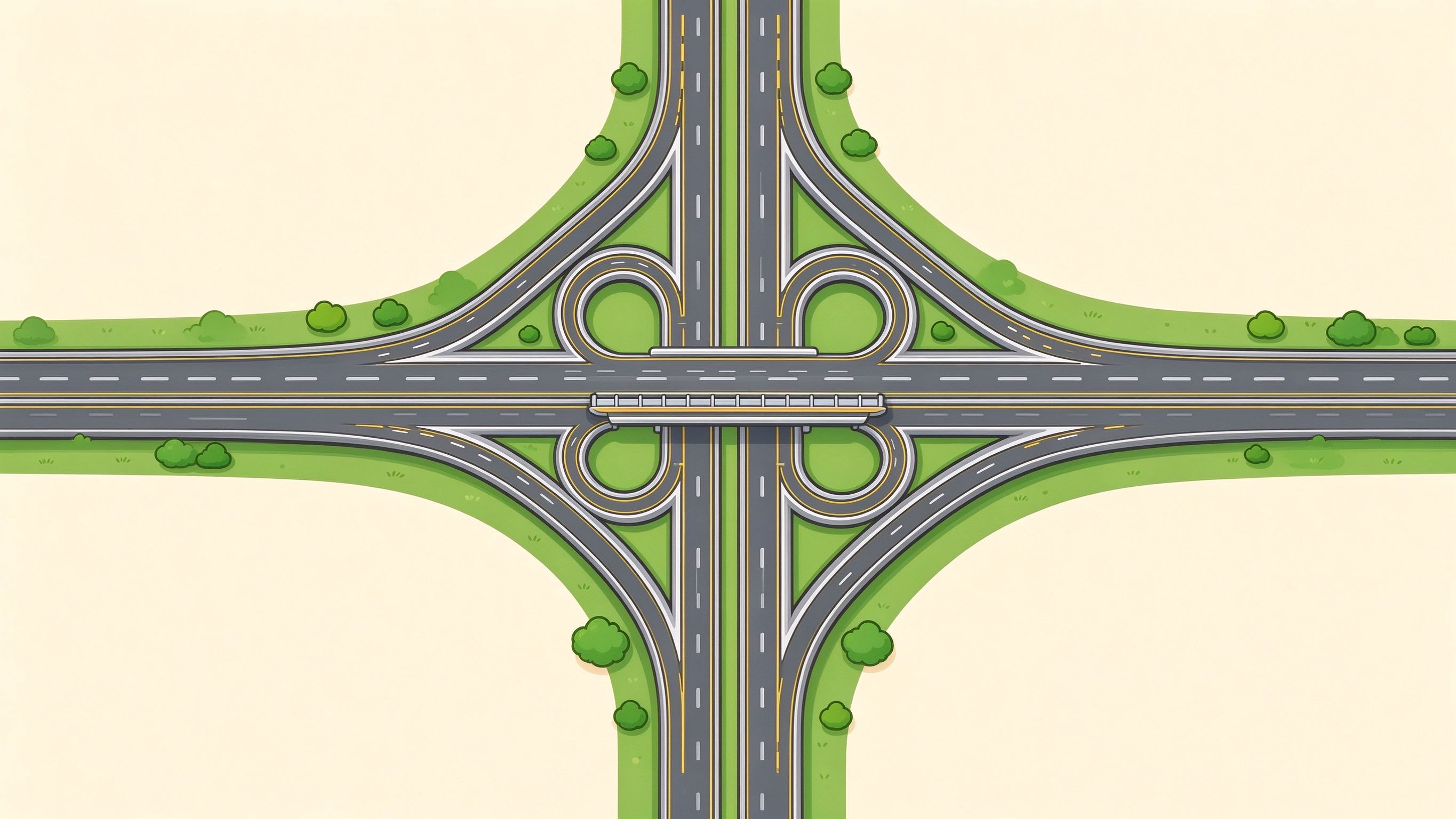 Cloverleaf interchange annotated picture vocabulary with labeled objects