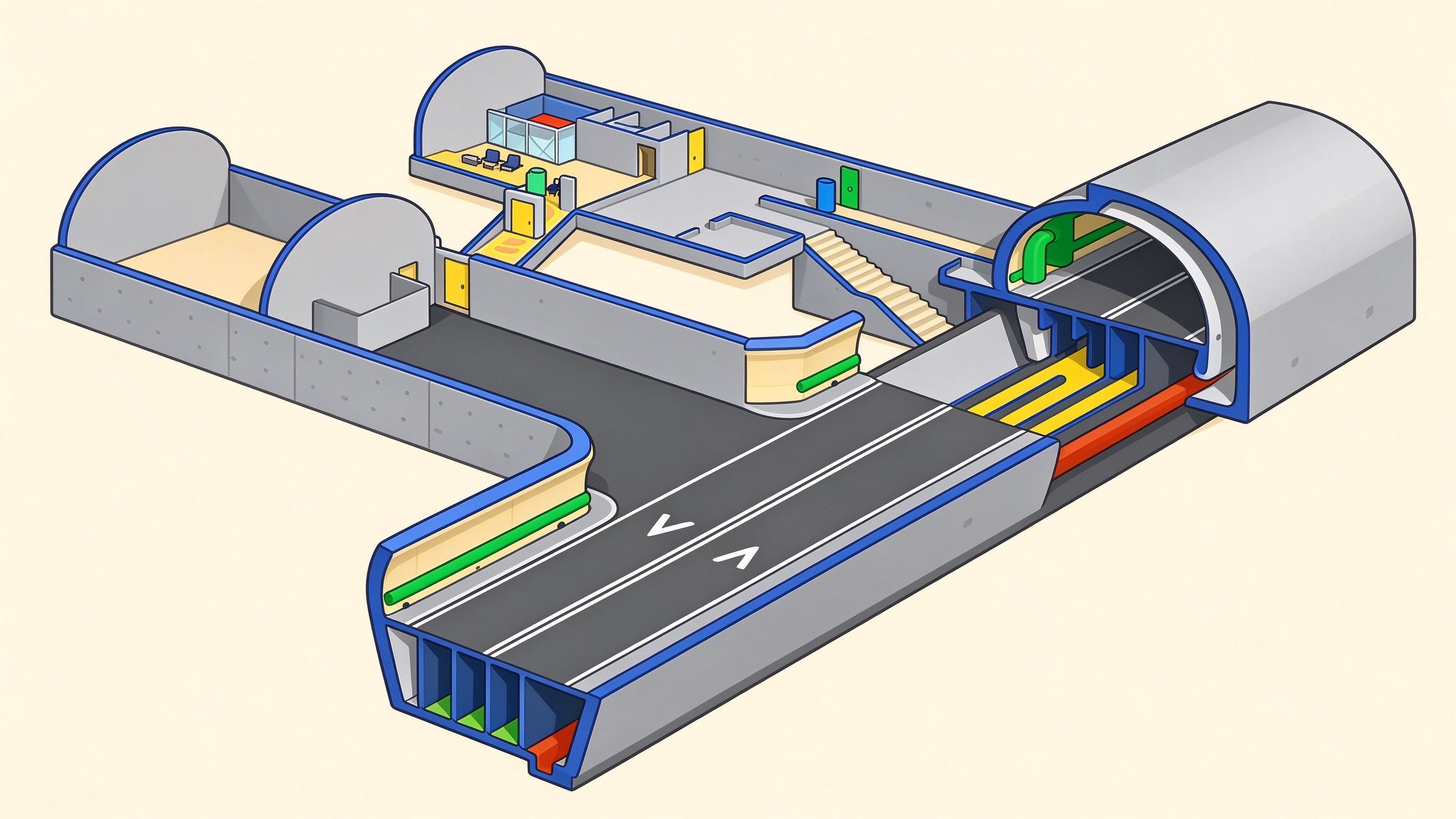 Road tunnel annotated picture vocabulary with labeled objects
