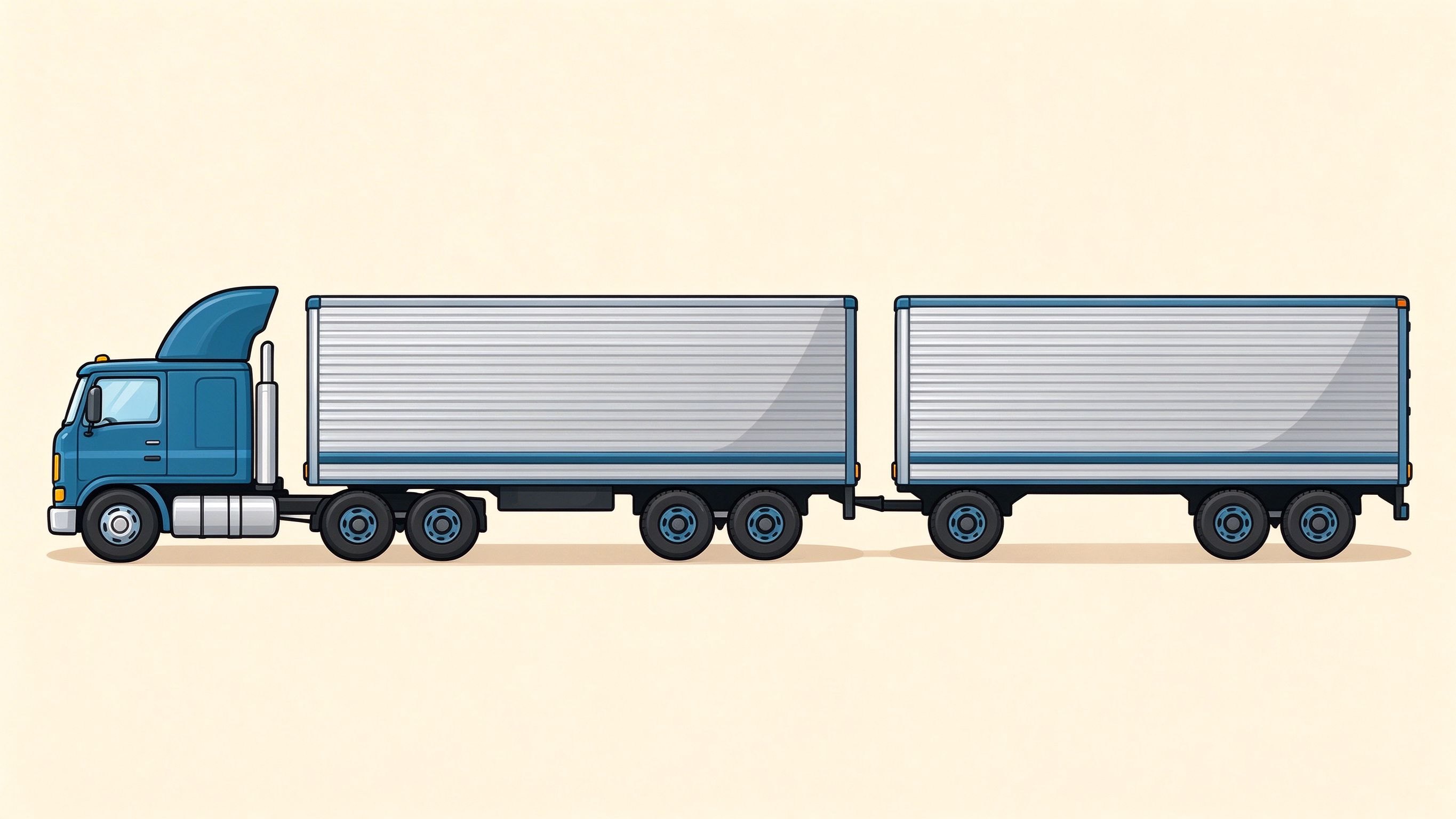 Tractor and semi-trailer annotated picture vocabulary with labeled objects