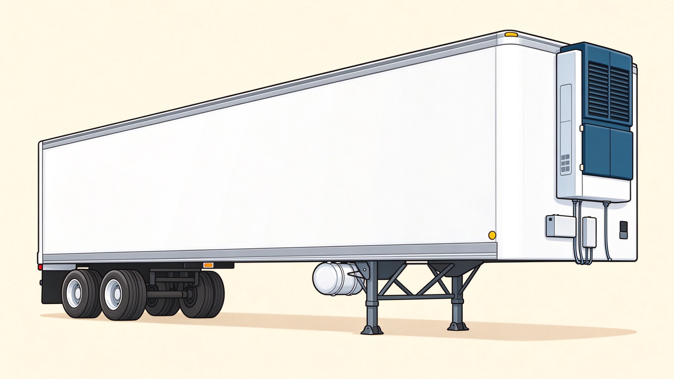 Refrigerated semi-trailer annotated picture vocabulary with labeled objects