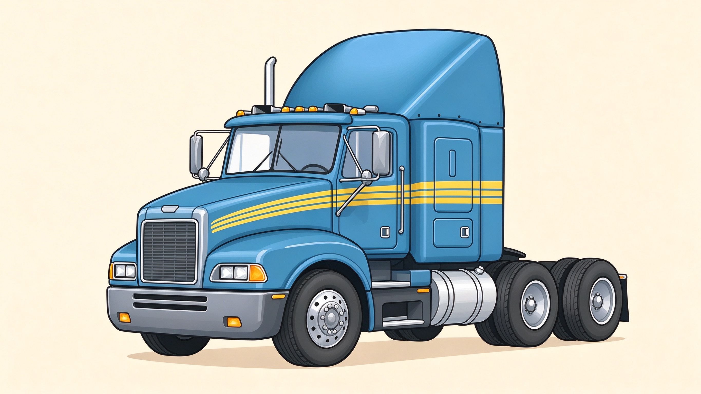 Truck tractor annotated picture vocabulary with labeled objects