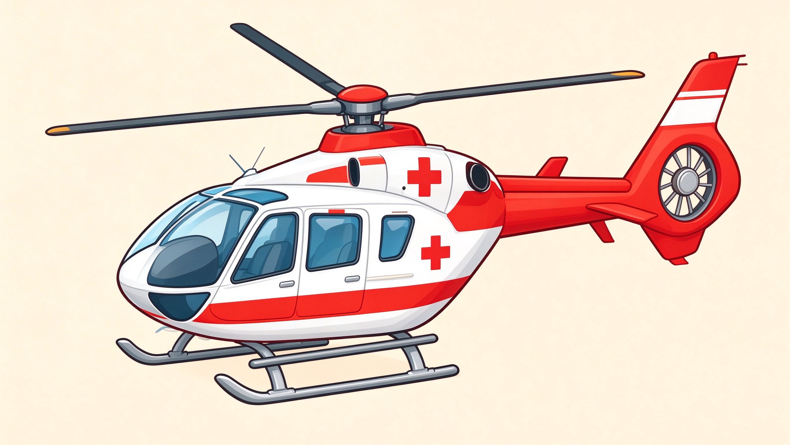 Air ambulance helicopter annotated picture vocabulary with labeled objects