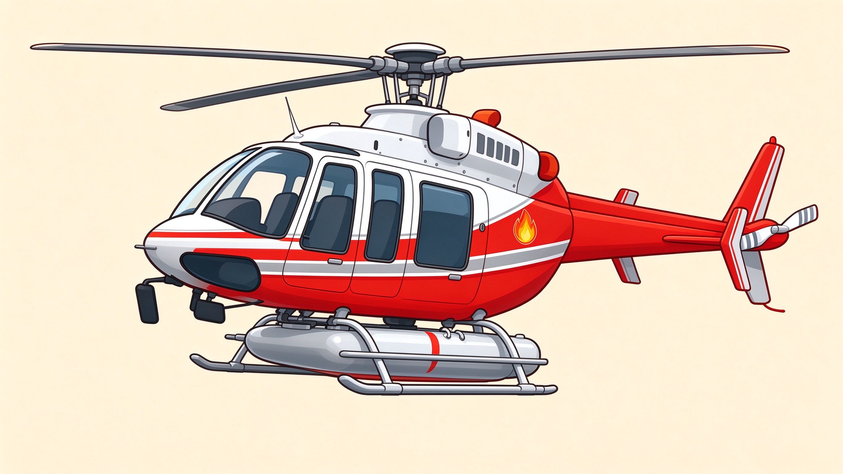 Firefighting helicopter annotated picture vocabulary with labeled objects
