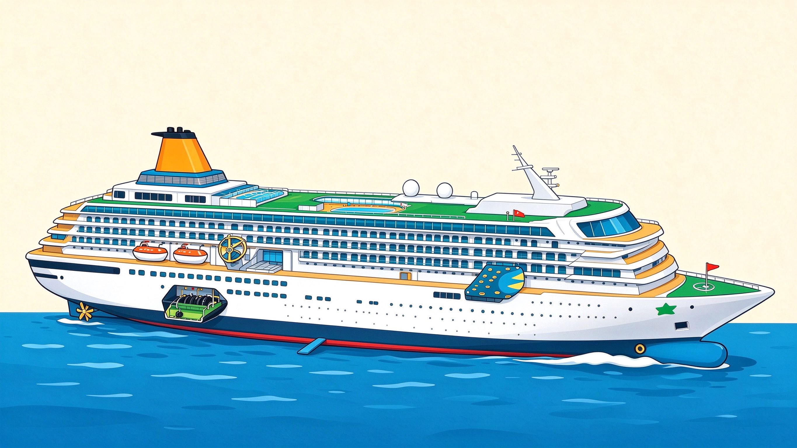 Passenger Ship (2) annotated picture vocabulary with labeled objects
