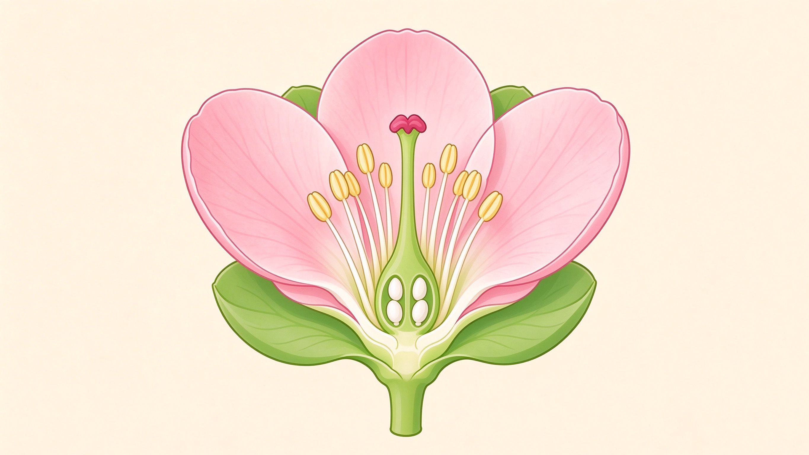 Flower structure annotated picture vocabulary with labeled objects
