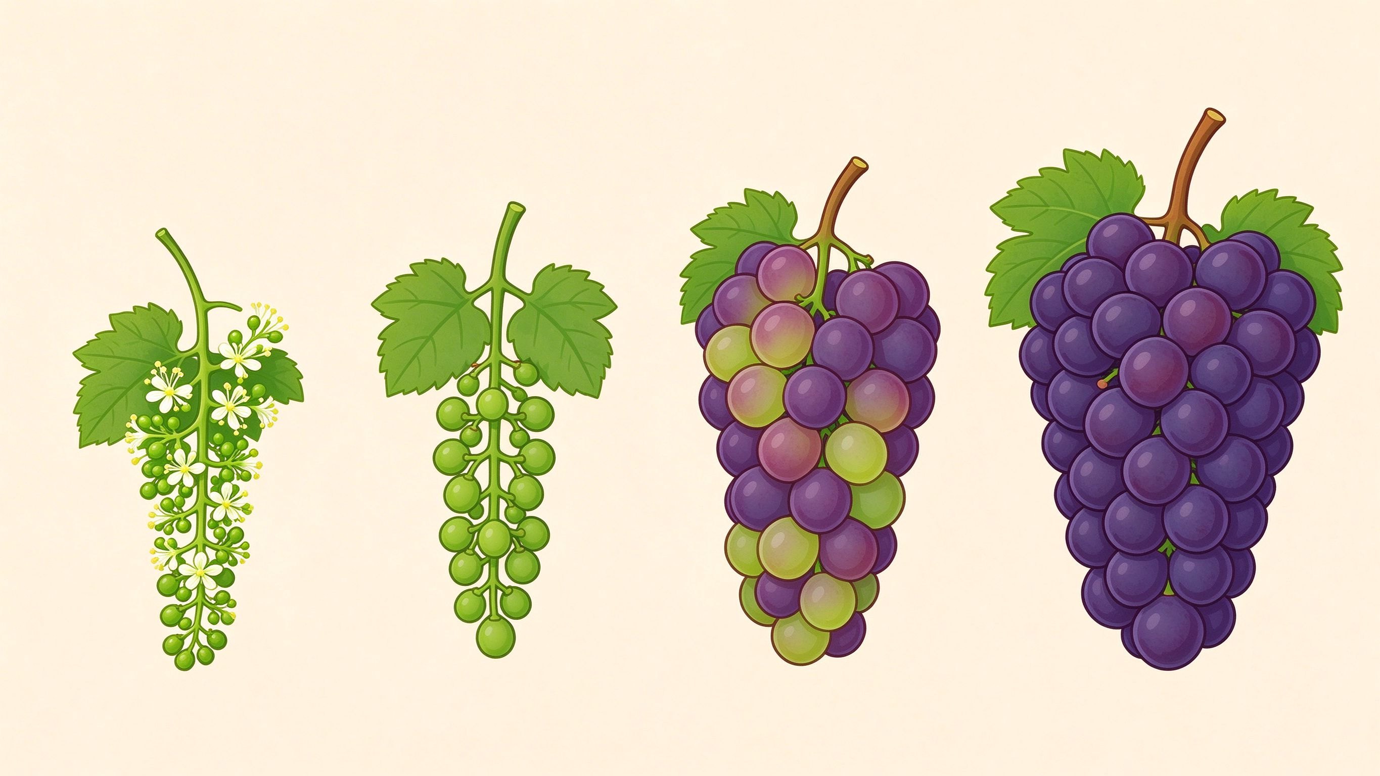 Grape ripening annotated picture vocabulary with labeled objects