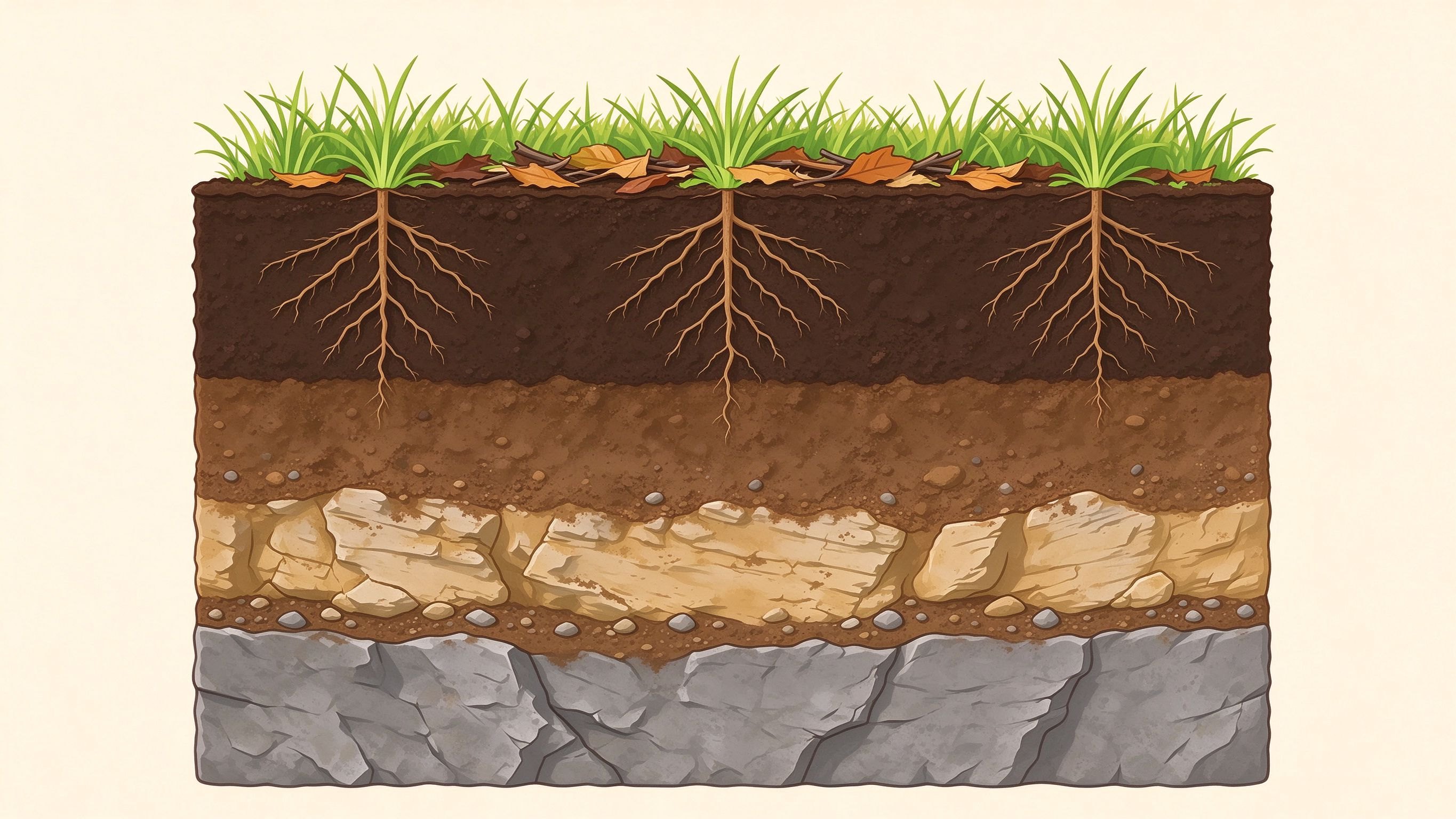 Soil profile annotated picture vocabulary with labeled objects