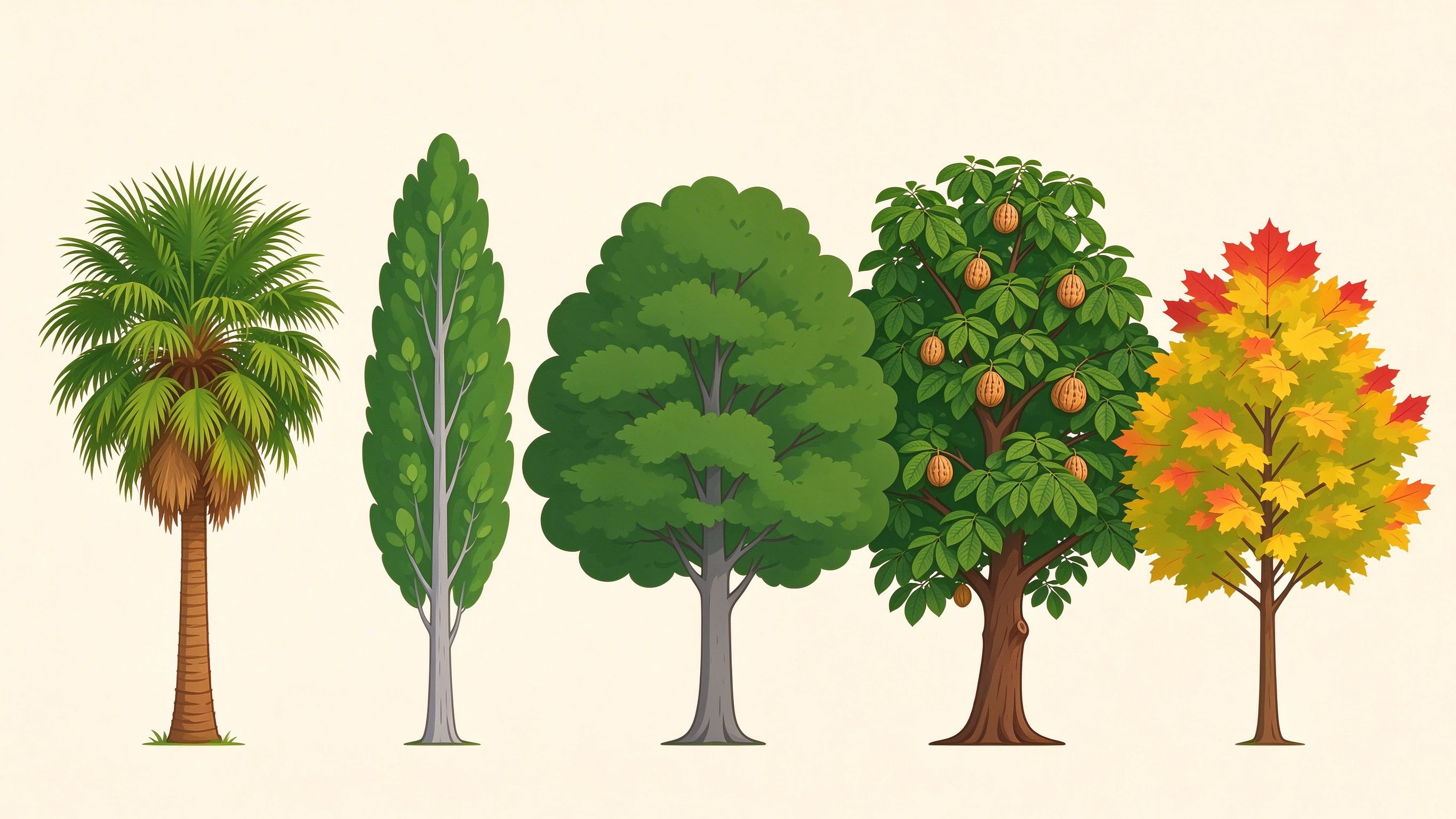 Broadleaf tree examples annotated picture vocabulary with labeled objects