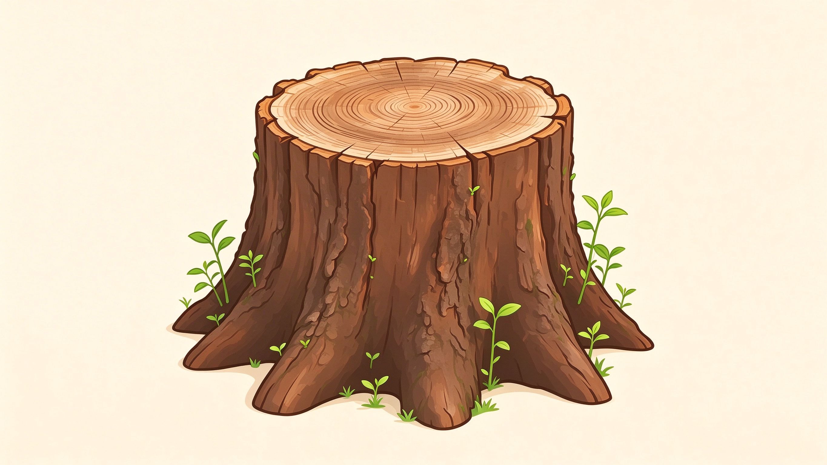 Tree stump annotated picture vocabulary with labeled objects