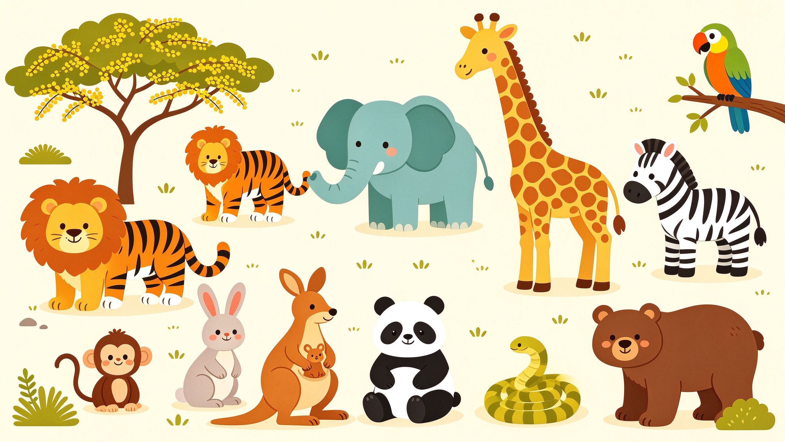 Animal World annotated picture vocabulary with labeled objects