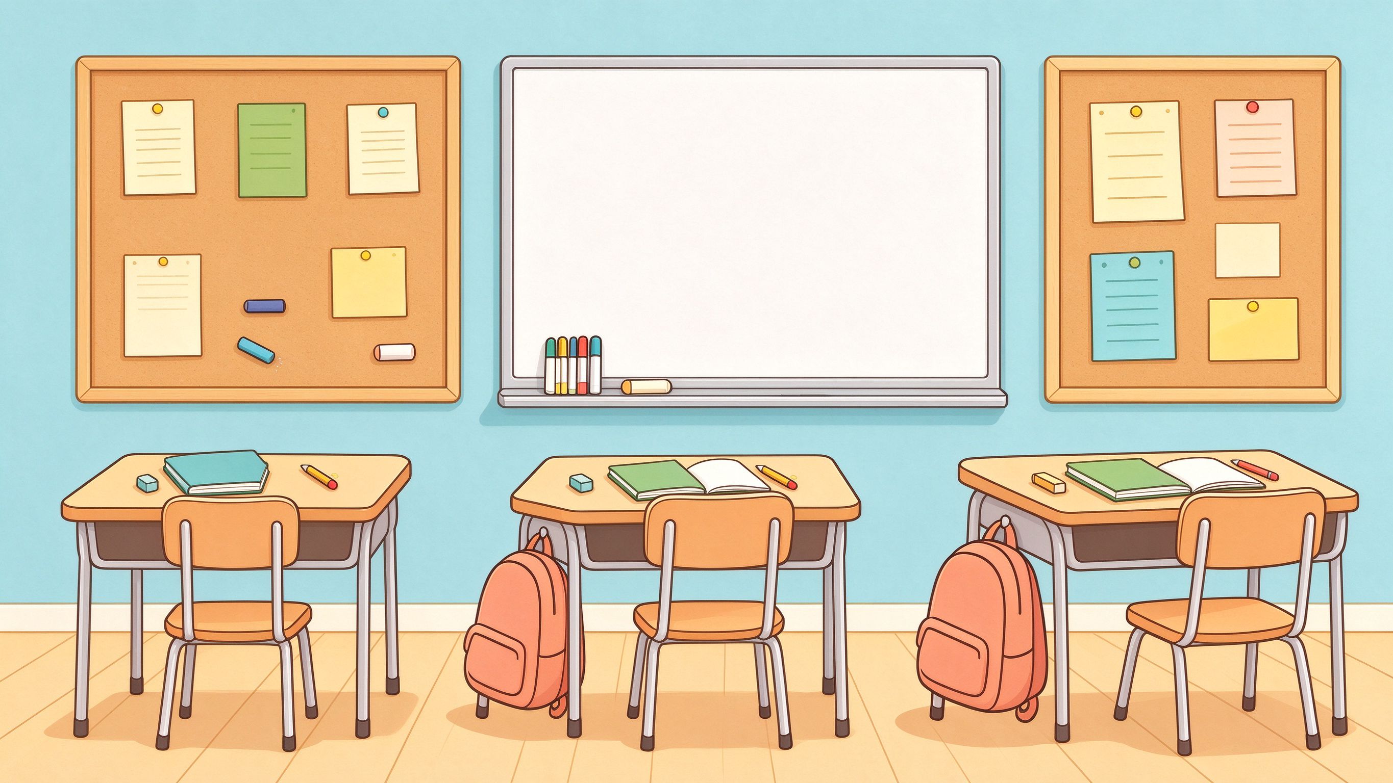 School Classroom annotated picture vocabulary with labeled objects