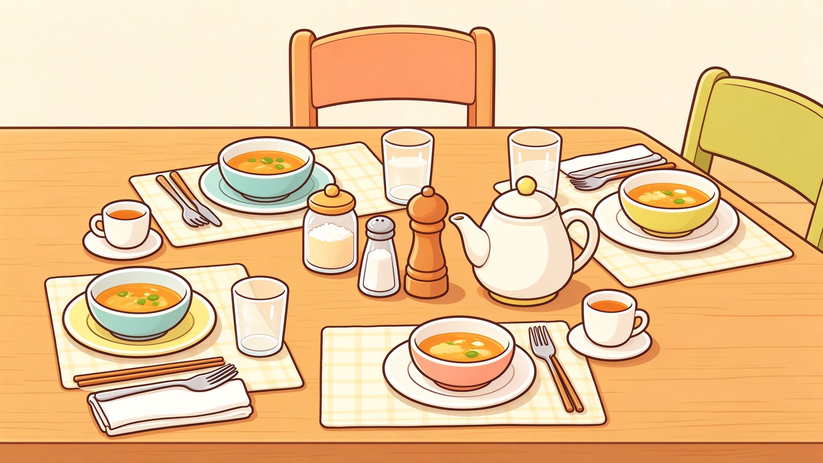 Dining Area annotated picture vocabulary with labeled objects