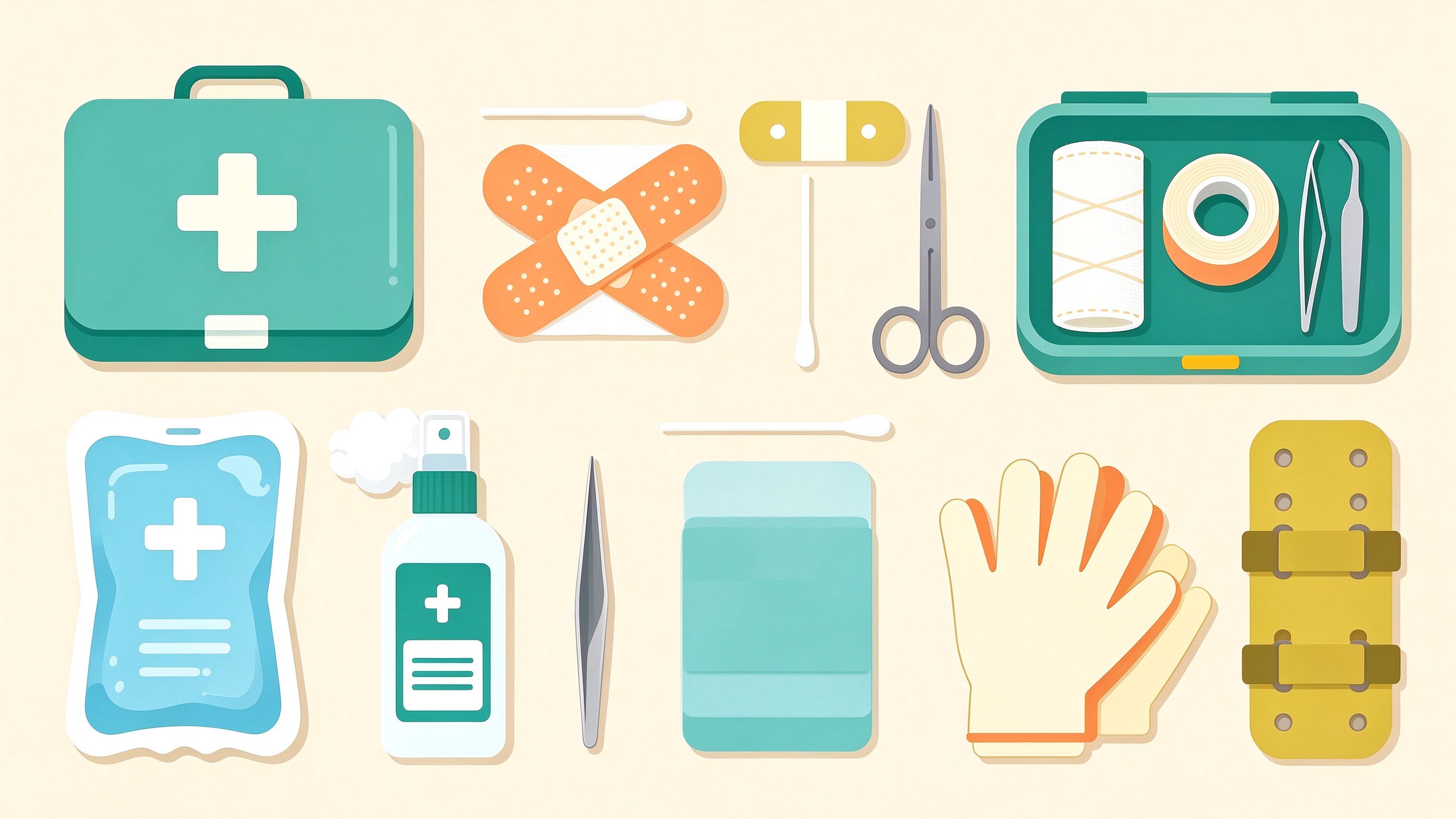 First Aid Kit annotated picture vocabulary with labeled objects