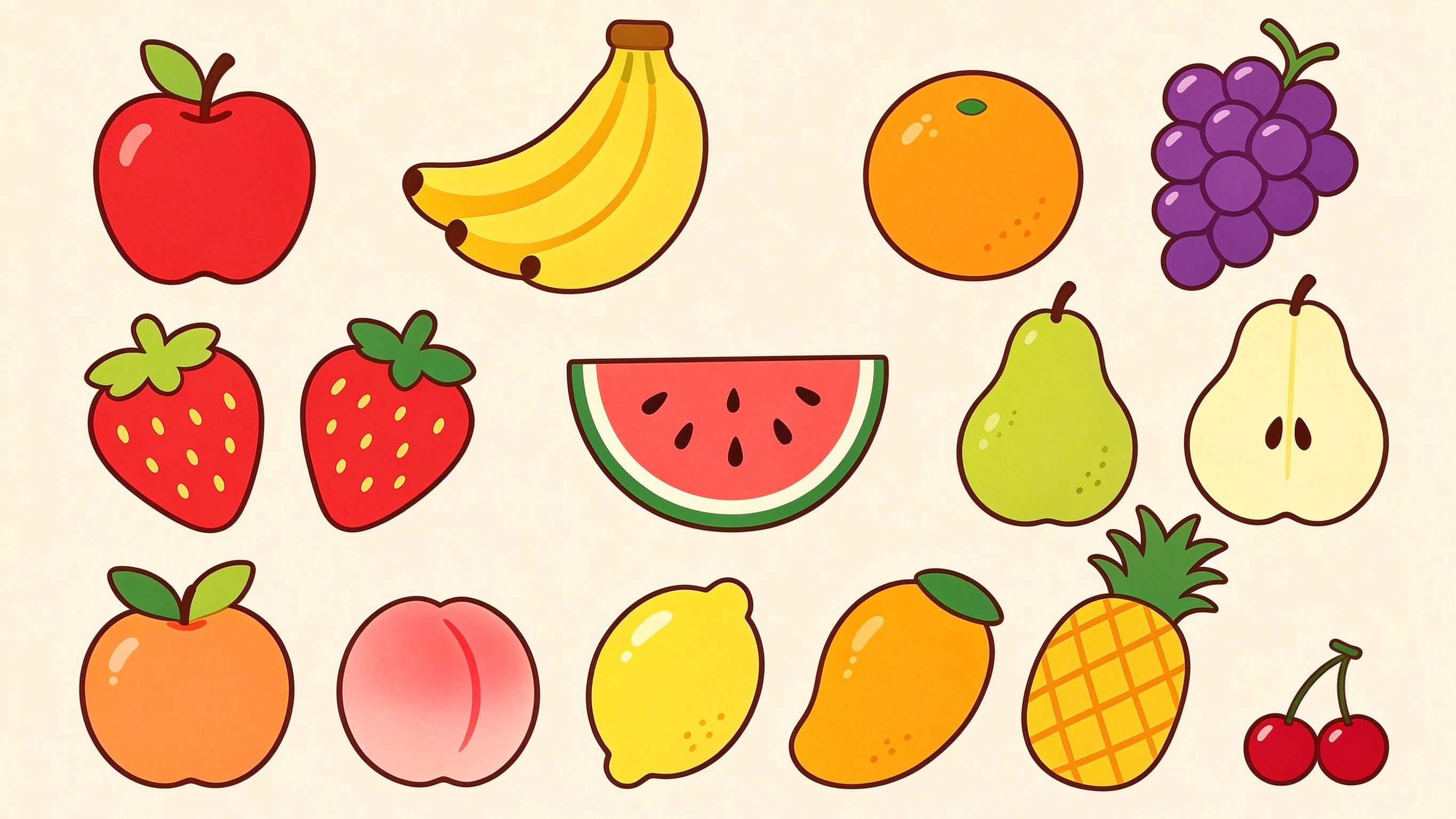 Fruit Stand annotated picture vocabulary with labeled objects