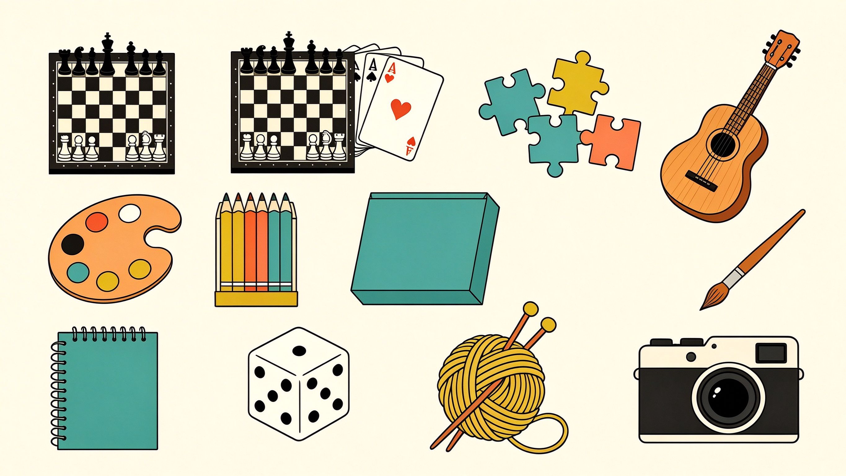 Hobbies annotated picture vocabulary with labeled objects