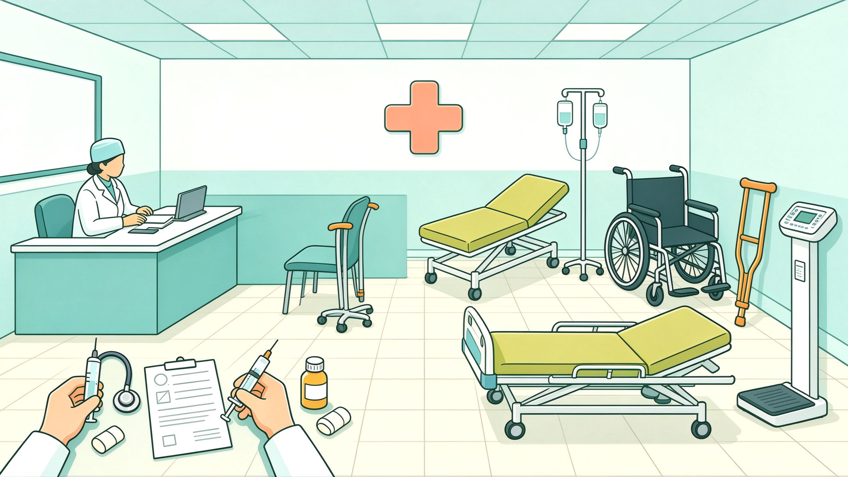 Hospital Clinic annotated picture vocabulary with labeled objects