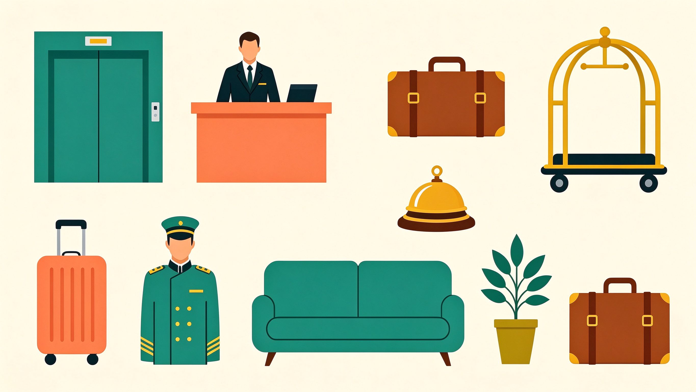 Hotel annotated picture vocabulary with labeled objects