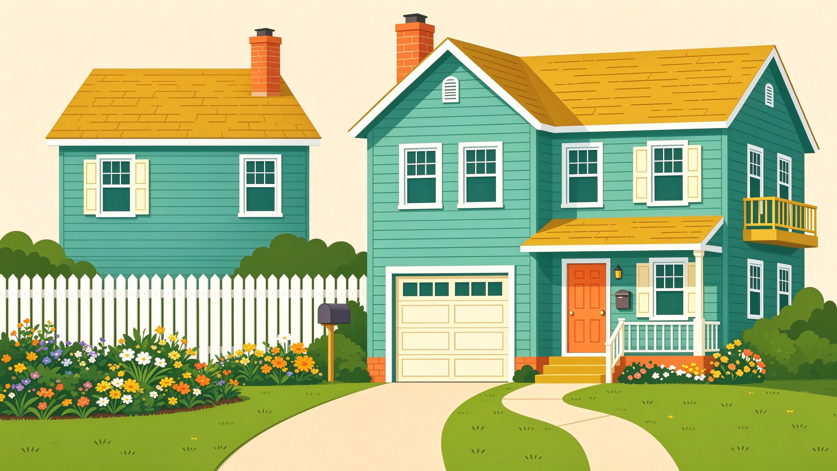 My House and Yard annotated picture vocabulary with labeled objects