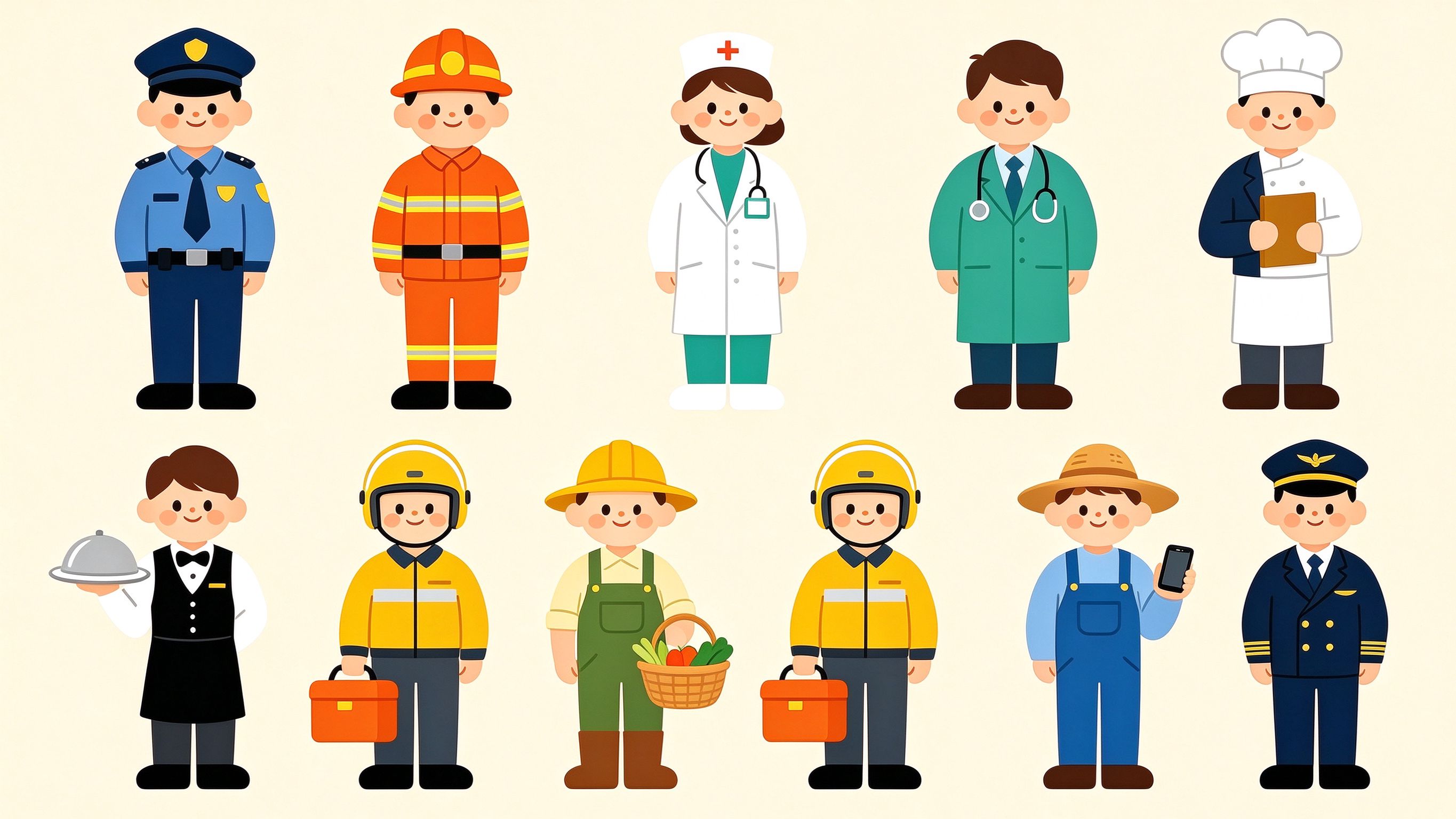 Jobs and Occupations annotated picture vocabulary with labeled objects