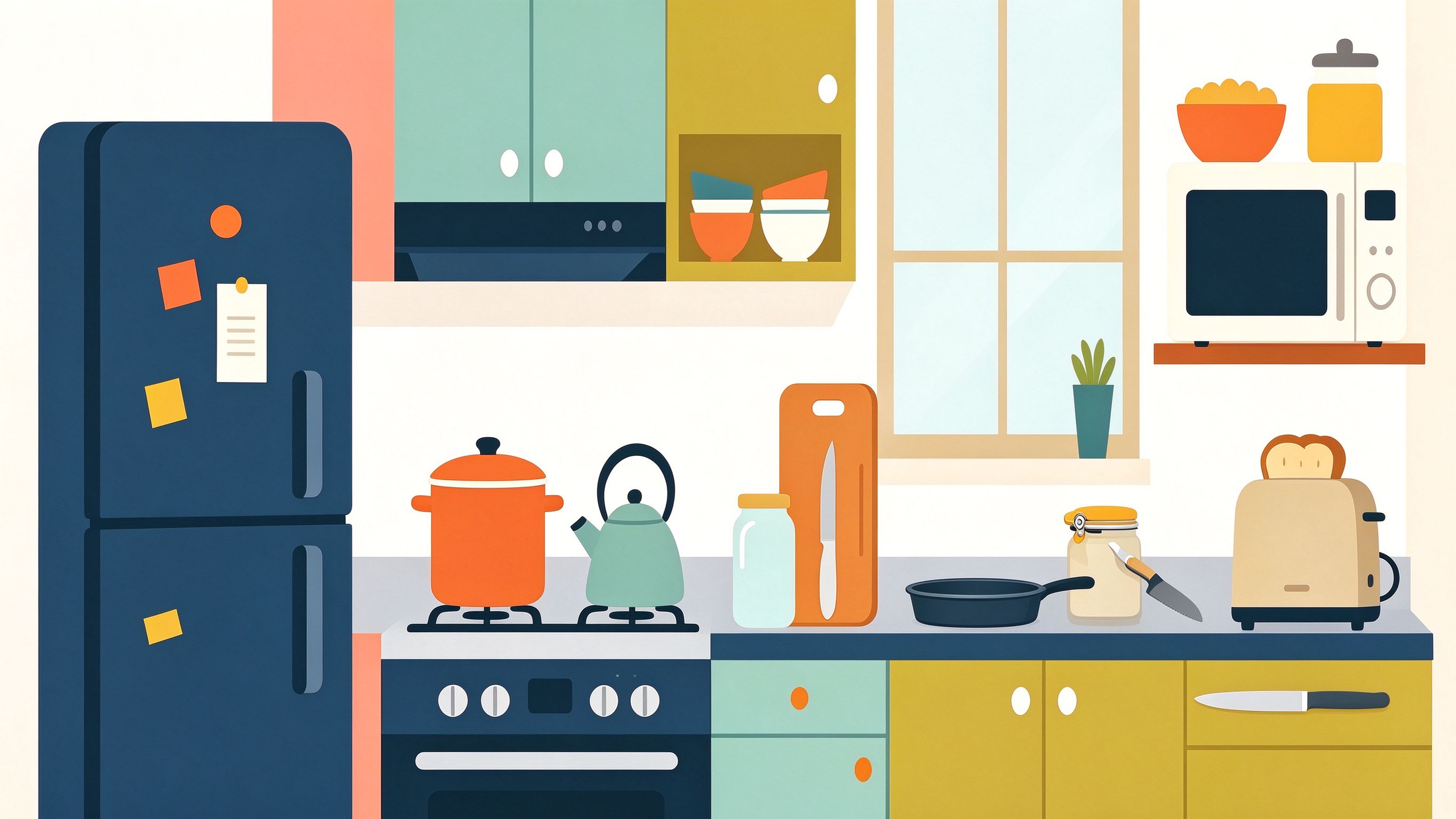 Morning Kitchen annotated picture vocabulary with labeled objects