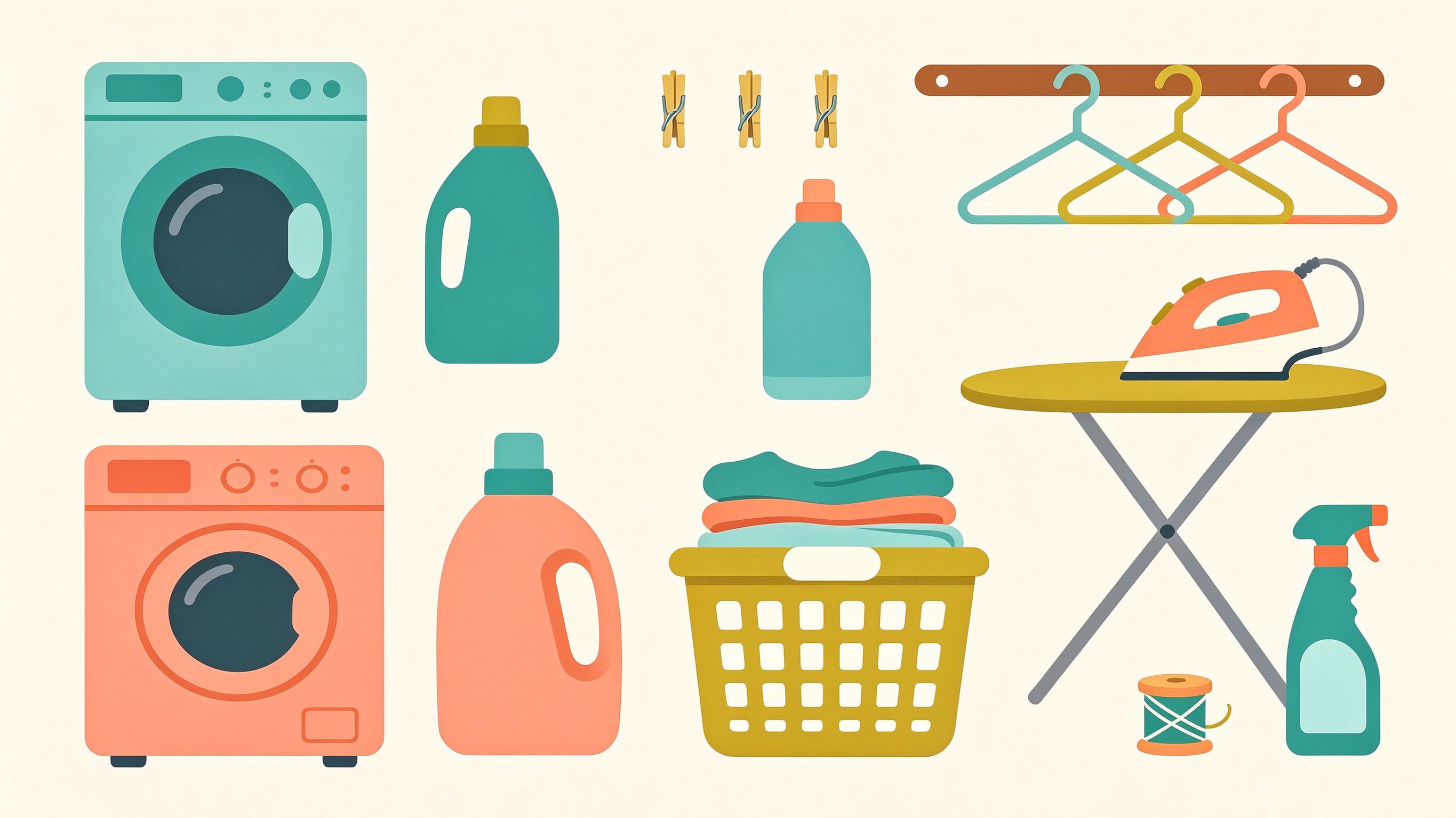 Laundry Room annotated picture vocabulary with labeled objects