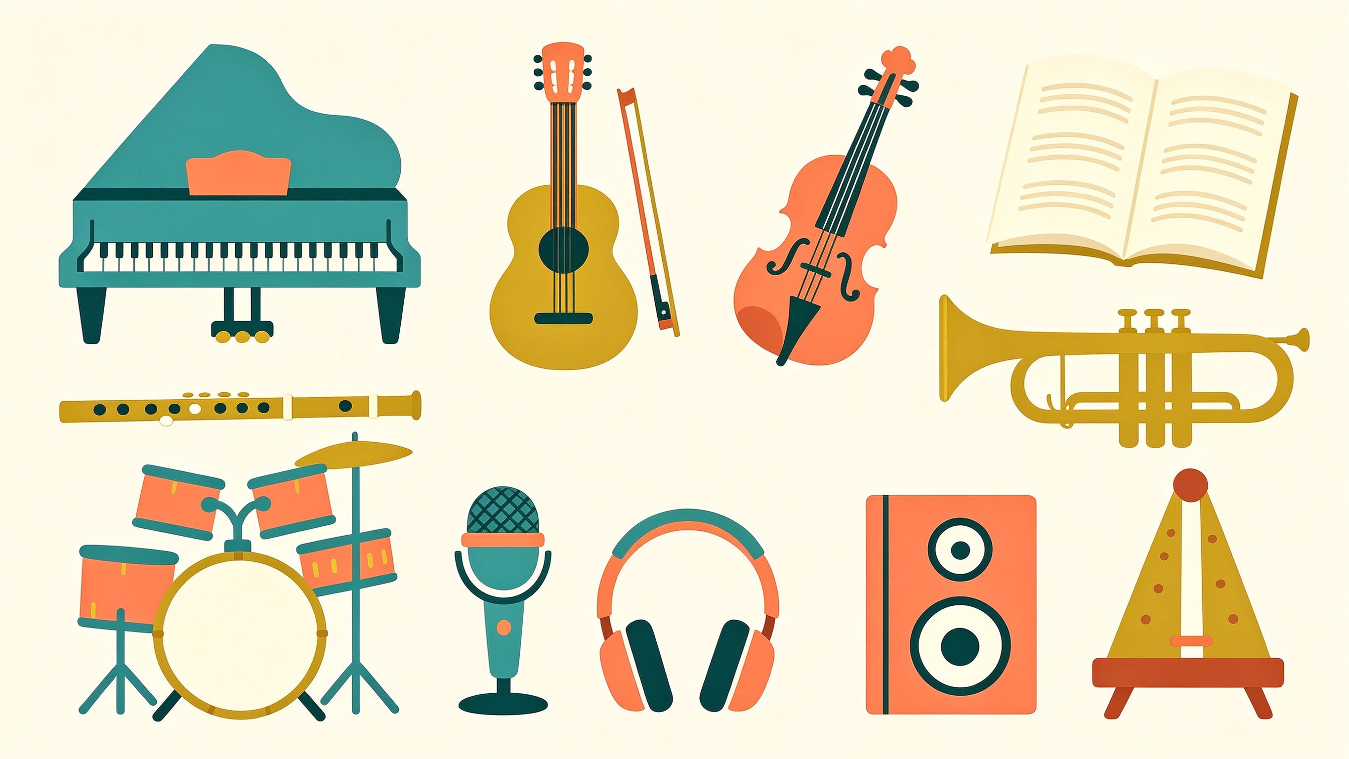Musical instruments annotated picture vocabulary with labeled objects