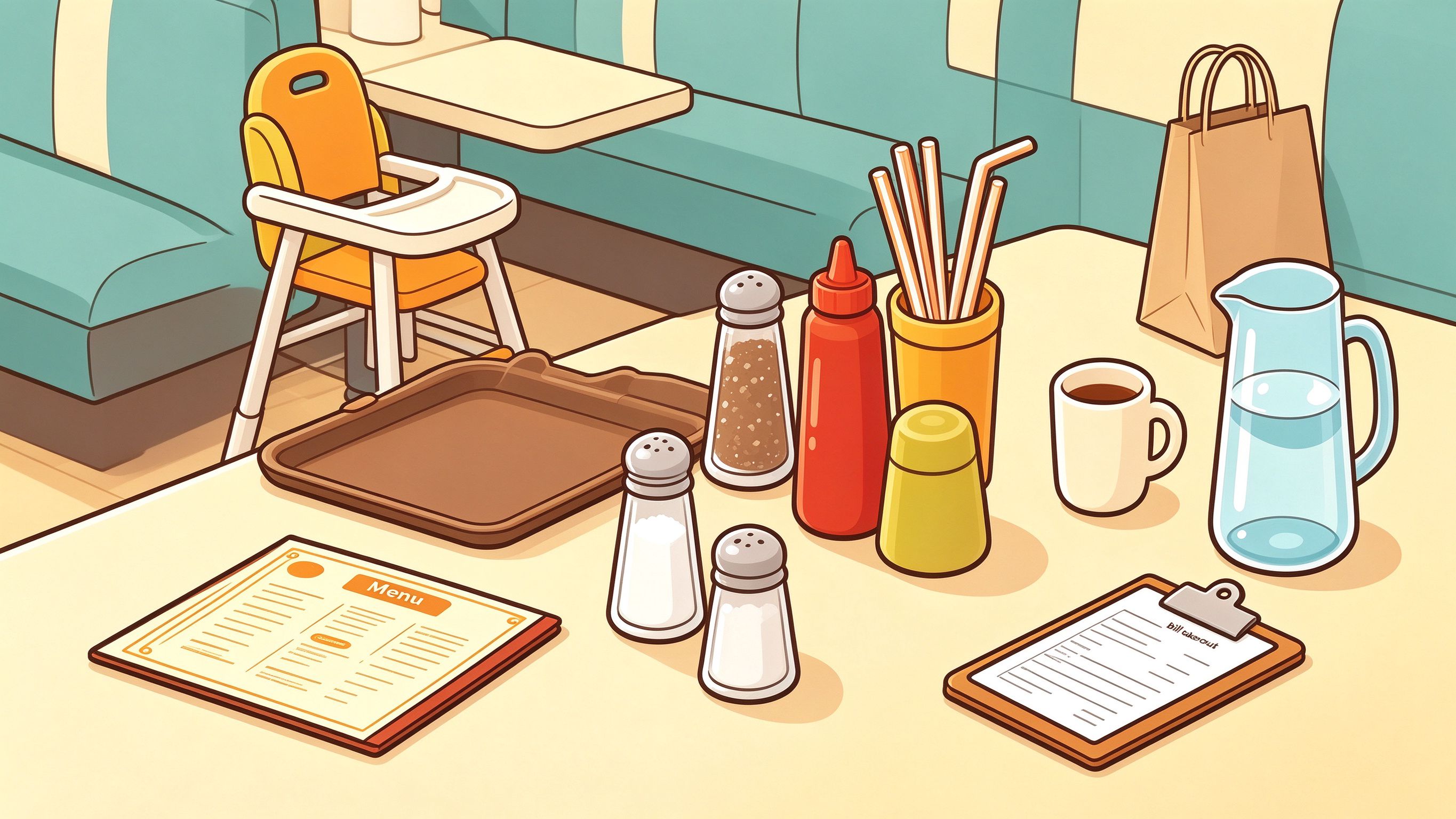Ordering at a Restaurant annotated picture vocabulary with labeled objects