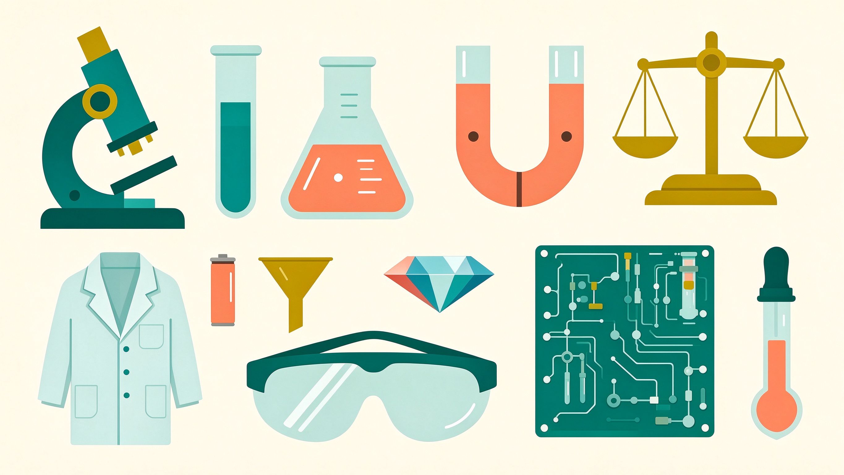 Science lab annotated picture vocabulary with labeled objects