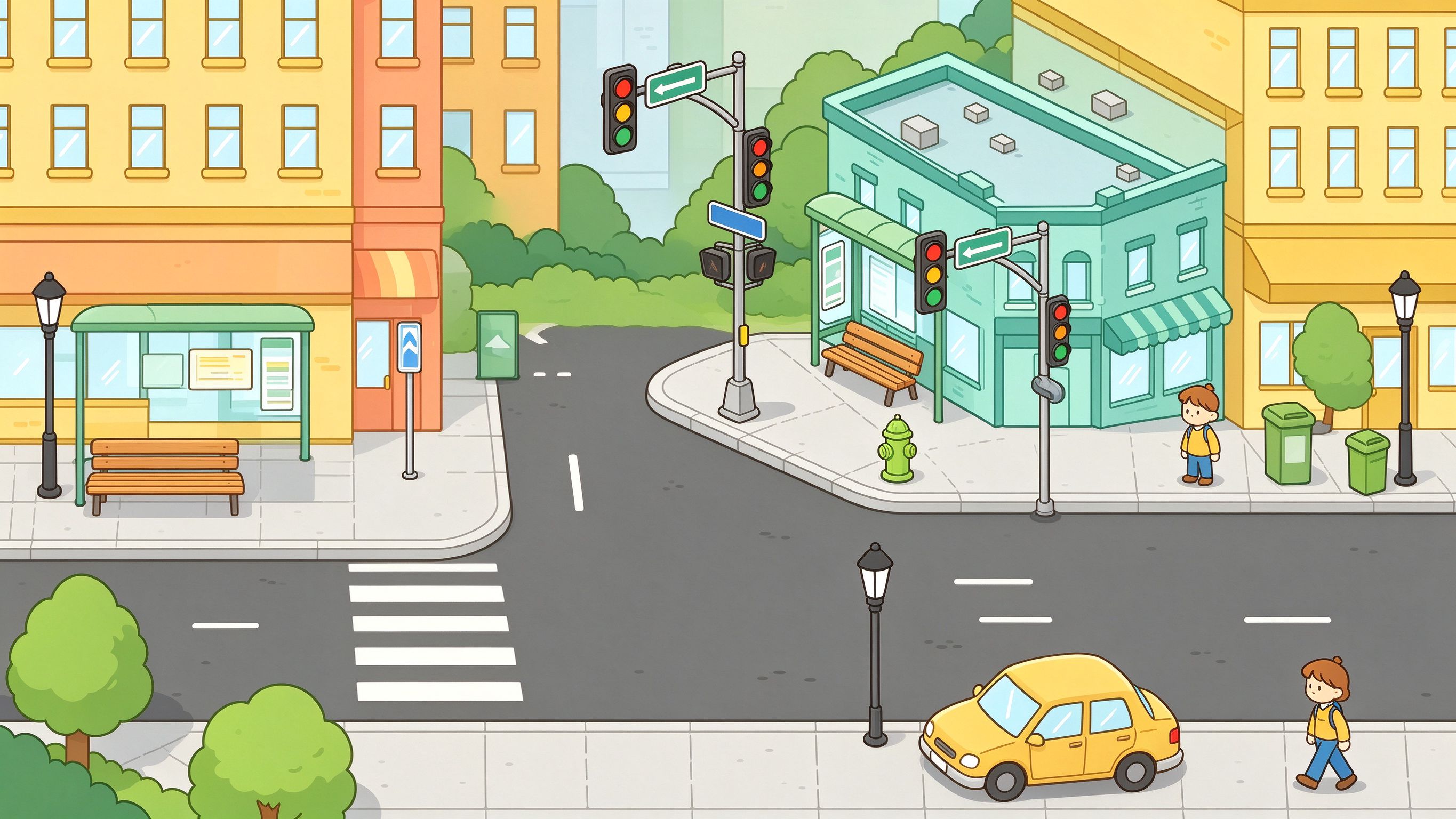 City Streets annotated picture vocabulary with labeled objects