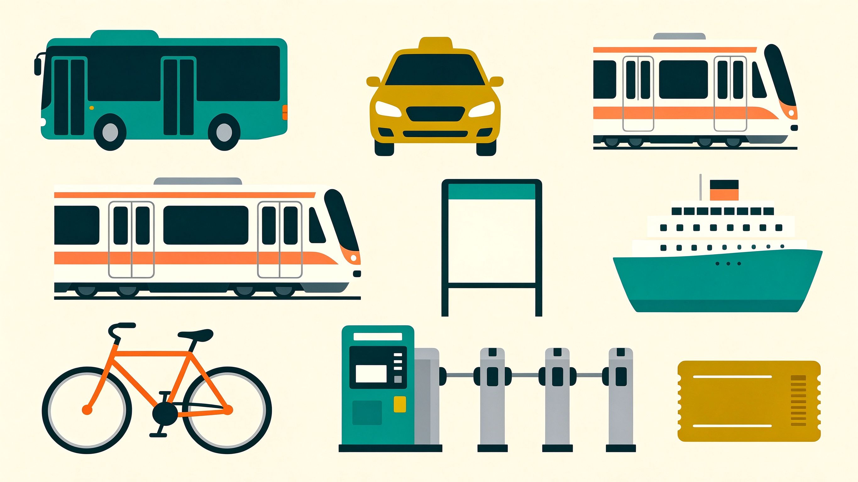 Public Transit Hub annotated picture vocabulary with labeled objects